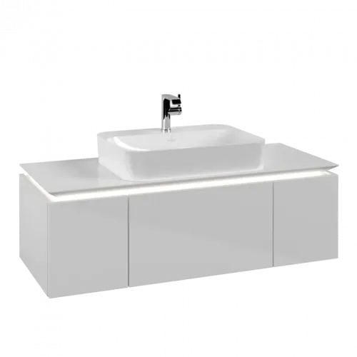 Villeroy & Boch Legato Тумба под раковину, с подсветкой, 3 выдвижных ящика, 1200 x 380 x 500 mm, Glossy White / Glossy White B757L0DH