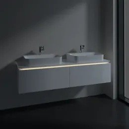 Villeroy & Boch Legato Тумба под раковину, с подсветкой, 2 выдвижных ящика, 1600 x 380 x 500 mm, Glossy White / Glossy White B767L0DH