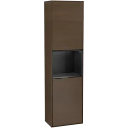 Villeroy & Boch Finion Шкаф-пенал, с подсветкой, 2 двери, 418 x 1516 x 270 mm, Walnut Veneer / Black Matt Lacquer F460PDGN