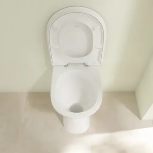 Villeroy & Boch ViCare Унитаз с открытым смывным краем с горизонтальным смывом (с полкой), напольный, Альпийский белый 4684R001
