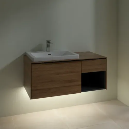 Villeroy & Boch Subway 3.0 Тумба под раковину, с подсветкой, 2 выдвижных ящика, 1001 x 423 x 516 mm, Oak Kansas / Oak Kansas C572L1RH