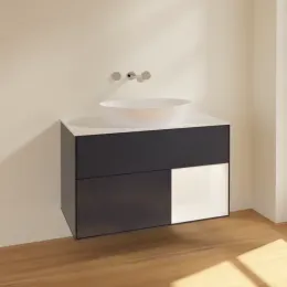 Villeroy & Boch Finion Тумба под раковину, с подсветкой, 2 выдвижных ящика, 1000 x 603 x 501 mm, Midnight Blue Matt Lacquer / White Matt Lacquer FA21MTHG