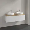 Villeroy & Boch Antao Тумба под раковину, с подсветкой, 1 выдвижной ящик, 1200 x 360 x 500 mm, лицевая поверхность без текстурированной отделки, Glossy White Lacquer / Honey Oak L35051GF