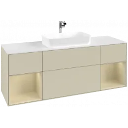 Villeroy & Boch Finion Тумба под раковину, с подсветкой, 4 выдвижных ящика, 1600 x 603 x 501 mm, Silk Grey Matt Lacquer / Silk Grey Matt Lacquer G331HJHJ