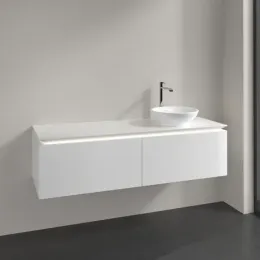 Villeroy & Boch Legato Тумба под раковину, с подсветкой, 2 выдвижных ящика, 1400 x 380 x 500 mm, Glossy White / Glossy White B589L0DH