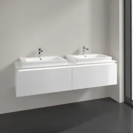 Villeroy & Boch Legato Тумба под раковину, с подсветкой, 2 выдвижных ящика, 1600 x 380 x 500 mm, Glossy White / Glossy White B692L0DH
