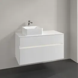 Villeroy & Boch Collaro Тумба под раковину, с подсветкой, 2 выдвижных ящика, 1000 x 548 x 500 mm, Glossy White / Glossy White C039B0DH