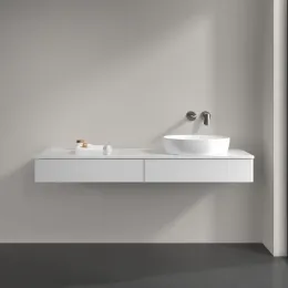 Villeroy & Boch Antao Тумба под раковину, с подсветкой, 2 выдвижных ящика, 1600 x 190 x 500 mm, лицевая поверхность без текстурированной отделки, Glossy White Lacquer / Glossy White Lacquer L16010GF
