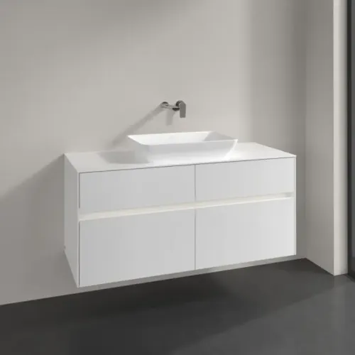Villeroy & Boch Collaro Тумба под раковину, с подсветкой, 4 выдвижных ящика, 1200 x 548 x 500 mm, Glossy White / Glossy White C112B0DH