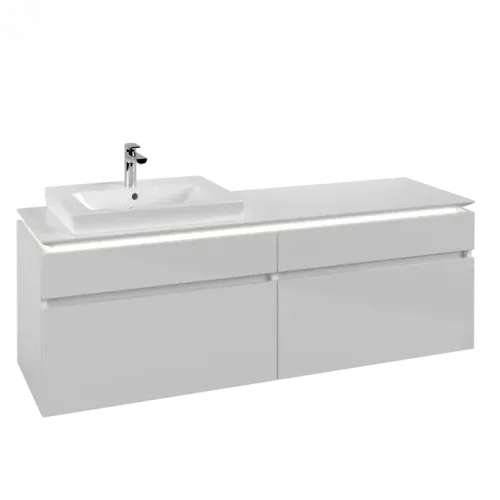 Villeroy & Boch Legato Тумба под раковину, с подсветкой, 4 выдвижных ящика, 1600 x 550 x 500 mm, Glossy White / Glossy White B689L0DH
