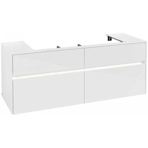 Villeroy & Boch Collaro Тумба под раковину, с подсветкой, 4 выдвижных ящика, 1400 x 548 x 500 mm, Glossy White / Glossy White C092B0DH