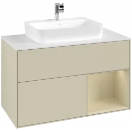 Villeroy & Boch Finion Тумба под раковину, с подсветкой, 2 выдвижных ящика, 1000 x 603 x 501 mm, Silk Grey Matt Lacquer / Silk Grey Matt Lacquer F371HJHJ