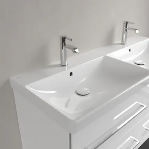 Villeroy & Boch Avento Двойная раковина для установки на тумбу, 1200 x 470 x 160 mm, Альпийский белый, с переливом 4A23CK01