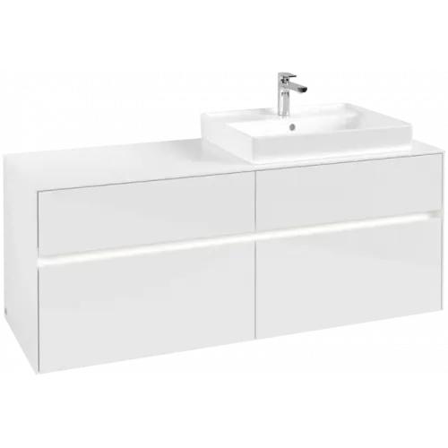 Villeroy & Boch Collaro Тумба под раковину, с подсветкой, 4 выдвижных ящика, 1400 x 548 x 500 mm, Glossy White / Glossy White C086B0DH