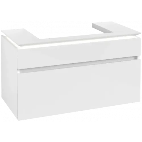 Villeroy & Boch Legato Тумба под раковину, с подсветкой, 2 выдвижных ящика, 1000 x 550 x 500 mm, Glossy White / Glossy White B695L0DH