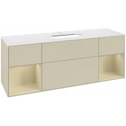 Villeroy & Boch Finion Тумба под раковину, с подсветкой, 4 выдвижных ящика, 1600 x 603 x 501 mm, Silk Grey Matt Lacquer / Silk Grey Matt Lacquer F331HJHJ