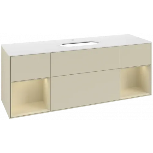 Villeroy & Boch Finion Тумба под раковину, с подсветкой, 4 выдвижных ящика, 1600 x 603 x 501 mm, Silk Grey Matt Lacquer / Silk Grey Matt Lacquer F331HJHJ