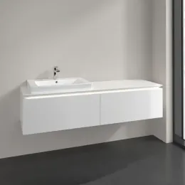 Villeroy & Boch Legato Тумба под раковину, с подсветкой, 2 выдвижных ящика, 1600 x 380 x 500 mm, Glossy White / Glossy White B688L0DH