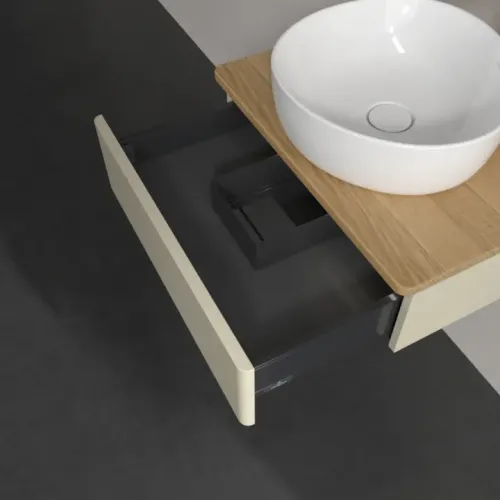 Villeroy & Boch Antao Тумба под раковину, с подсветкой, 1 выдвижной ящик, 600 x 190 x 500 mm, лицевая поверхность без текстурированной отделки, Silk Grey Matt Lacquer / Honey Oak L07051HJ