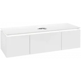 Villeroy & Boch Legato Тумба под раковину, с подсветкой, 3 выдвижных ящика, 1400 x 380 x 500 mm, Glossy White / Glossy White B585L0DH