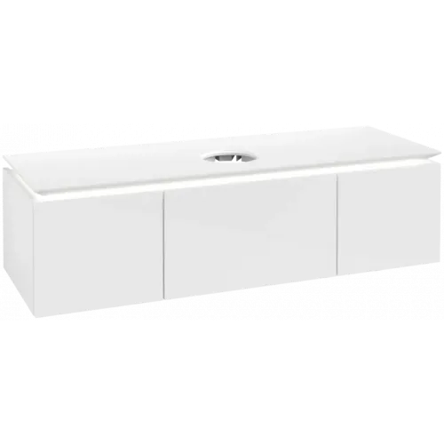 Villeroy & Boch Legato Тумба под раковину, с подсветкой, 3 выдвижных ящика, 1400 x 380 x 500 mm, Glossy White / Glossy White B585L0DH