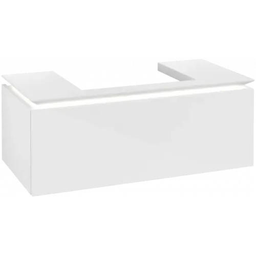 Villeroy & Boch Legato Тумба под раковину, с подсветкой, 1 выдвижной ящик, 1000 x 380 x 500 mm, Glossy White / Glossy White B680L0DH