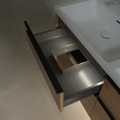 Villeroy & Boch Subway 3.0 Тумба под раковину, с подсветкой, 4 выдвижных ящика, 1272 x 576 x 478 mm, Oak Kansas C568L1RH