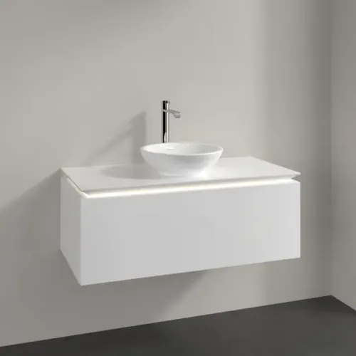 Villeroy & Boch Legato Тумба под раковину, с подсветкой, 1 выдвижной ящик, 1000 x 380 x 500 mm, Glossy White / Glossy White B571L0DH