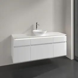 Villeroy & Boch Legato Тумба под раковину, с подсветкой, 5 выдвижных ящиков, 1400 x 550 x 500 mm, Glossy White / Glossy White B586L0DH