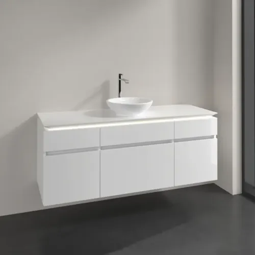 Villeroy & Boch Legato Тумба под раковину, с подсветкой, 5 выдвижных ящиков, 1400 x 550 x 500 mm, Glossy White / Glossy White B586L0DH