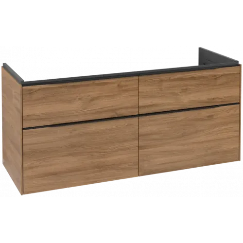Villeroy & Boch Subway 3.0 Тумба под раковину, с подсветкой, 4 выдвижных ящика, 1272 x 576 x 478 mm, Oak Kansas C602L1RH