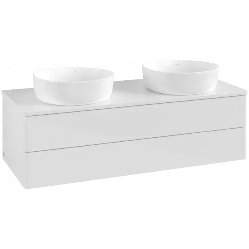 Villeroy & Boch Antao Тумба под раковину, с подсветкой, 2 выдвижных ящика, 1200 x 360 x 500 mm, лицевая поверхность без текстурированной отделки, Glossy White Lacquer / Glossy White Lacquer L24010GF