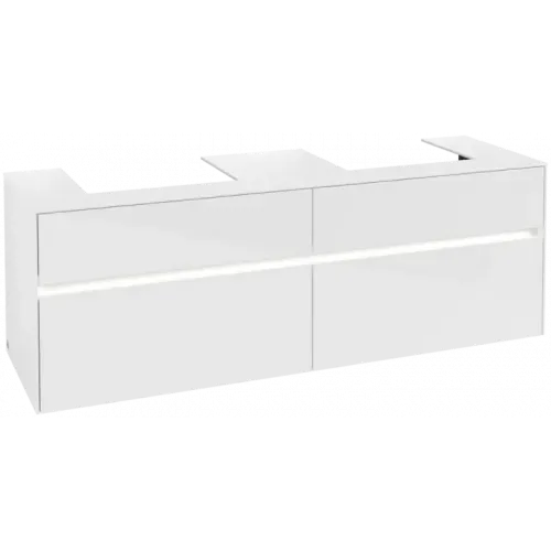 Villeroy & Boch Collaro Тумба под раковину, с подсветкой, 4 выдвижных ящика, 1600 x 548 x 500 mm, Glossy White / Glossy White C021B0DH