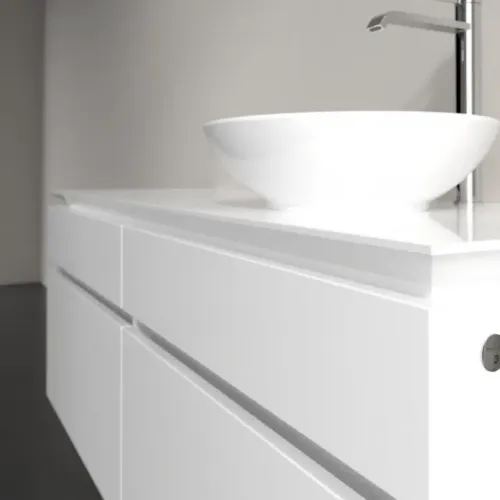 Villeroy & Boch Legato Тумба под раковину, с подсветкой, 4 выдвижных ящика, 1400 x 550 x 500 mm, Glossy White / Glossy White B590L0DH