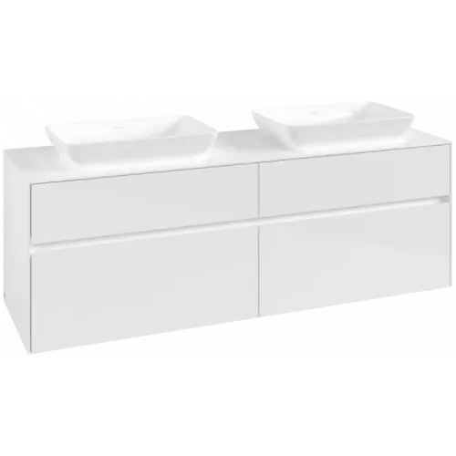 Villeroy & Boch Collaro Тумба под раковину, с подсветкой, 4 выдвижных ящика, 1600 x 548 x 500 mm, Glossy White / Glossy White C123B0DH
