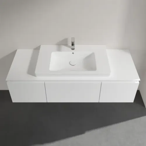 Villeroy & Boch Legato Тумба под раковину, 3 выдвижных ящика, 1400 x 380 x 500 mm, Glossy White / Glossy White B69800DH