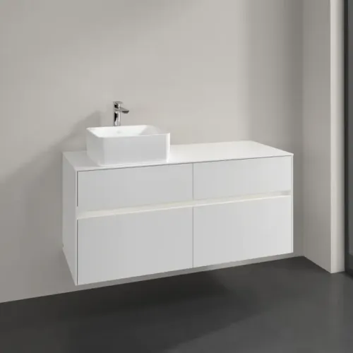 Villeroy & Boch Collaro Тумба под раковину, с подсветкой, 4 выдвижных ящика, 1200 x 548 x 500 mm, Glossy White / Glossy White C042B0DH