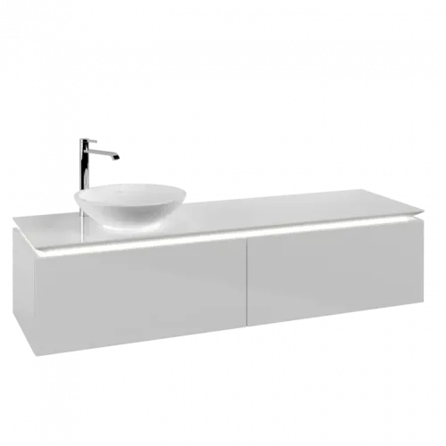 Villeroy & Boch Legato Тумба под раковину, с подсветкой, 2 выдвижных ящика, 1600 x 380 x 500 mm, Glossy White / Glossy White B595L0DH