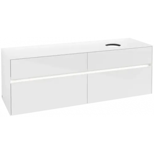 Villeroy & Boch Collaro Тумба под раковину, с подсветкой, 4 выдвижных ящика, 1600 x 548 x 500 mm, Glossy White / Glossy White C051B0DH