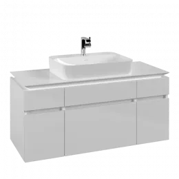 Villeroy & Boch Legato Тумба под раковину, 5 выдвижных ящиков, 1200 x 550 x 500 mm, Glossy White / Glossy White B75800DH