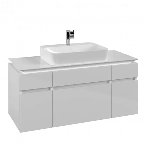 Villeroy & Boch Legato Тумба под раковину, 5 выдвижных ящиков, 1200 x 550 x 500 mm, Glossy White / Glossy White B75800DH