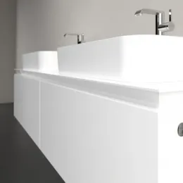 Villeroy & Boch Legato Тумба под раковину, с подсветкой, 2 выдвижных ящика, 1600 x 380 x 500 mm, Glossy White / Glossy White B767L0DH