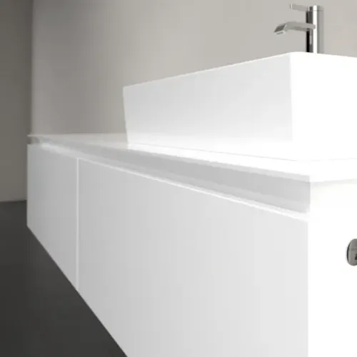 Villeroy & Boch Legato Тумба под раковину, с подсветкой, 2 выдвижных ящика, 1600 x 380 x 500 mm, Glossy White / Glossy White B674L0DH