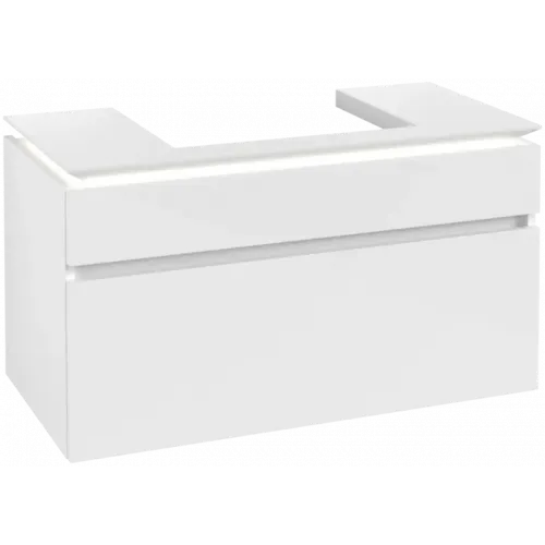 Villeroy & Boch Legato Тумба под раковину, с подсветкой, 2 выдвижных ящика, 1000 x 550 x 500 mm, Glossy White / Glossy White B681L0DH
