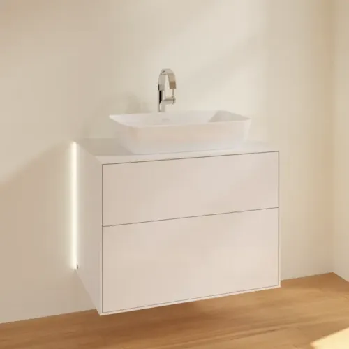 Villeroy & Boch Finion Тумба под раковину, с подсветкой, 2 выдвижных ящика, 800 x 603 x 501 mm, Glossy White Lacquer G75100GF