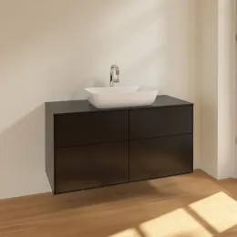 Villeroy & Boch Finion Тумба под раковину, 4 выдвижных ящика, 1200 x 603 x 501 mm, Black Matt Lacquer F79200PD