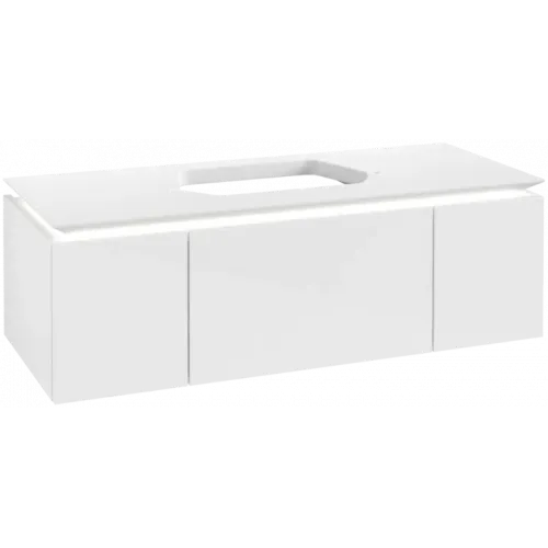 Villeroy & Boch Legato Тумба под раковину, с подсветкой, 3 выдвижных ящика, 1200 x 380 x 500 mm, Glossy White / Glossy White B757L0DH