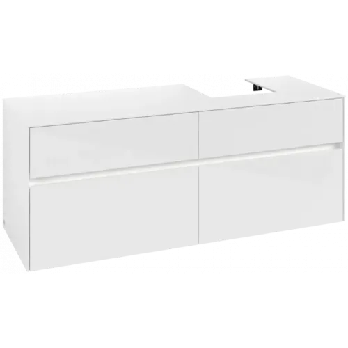 Villeroy & Boch Collaro Тумба под раковину, с подсветкой, 4 выдвижных ящика, 1400 x 548 x 500 mm, Glossy White / Glossy White C102B0DH