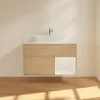 Villeroy & Boch Finion Тумба под раковину, с подсветкой, 2 выдвижных ящика, 1000 x 603 x 501 mm, Oak Veneer / Glossy White Lacquer F371GFPC