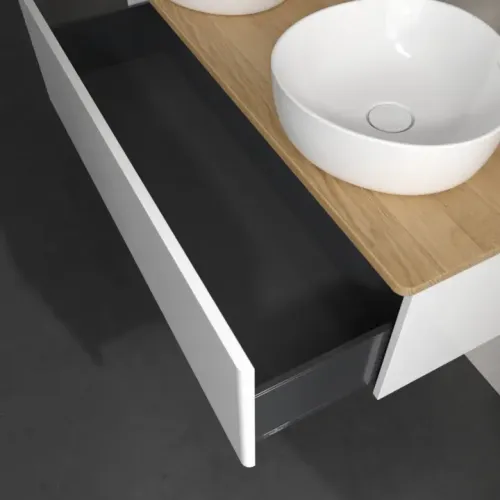 Villeroy & Boch Antao Тумба под раковину, 1 выдвижной ящик, 1200 x 360 x 500 mm, лицевая поверхность без текстурированной отделки, Glossy White Lacquer / Honey Oak K35051GF